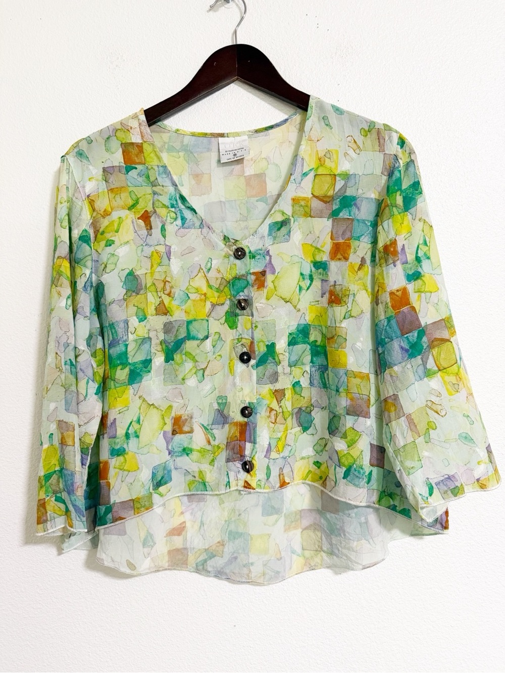 Click Color Me Cotton Watercolor Cropped Cupro Blouse